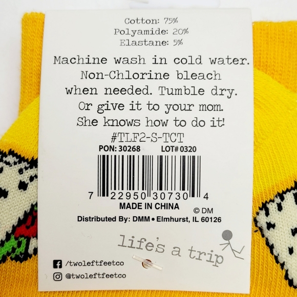 Two Left Feet Sock Co. "Taco Tuesday" Fun Socks  Unisex - Picture 5 of 5